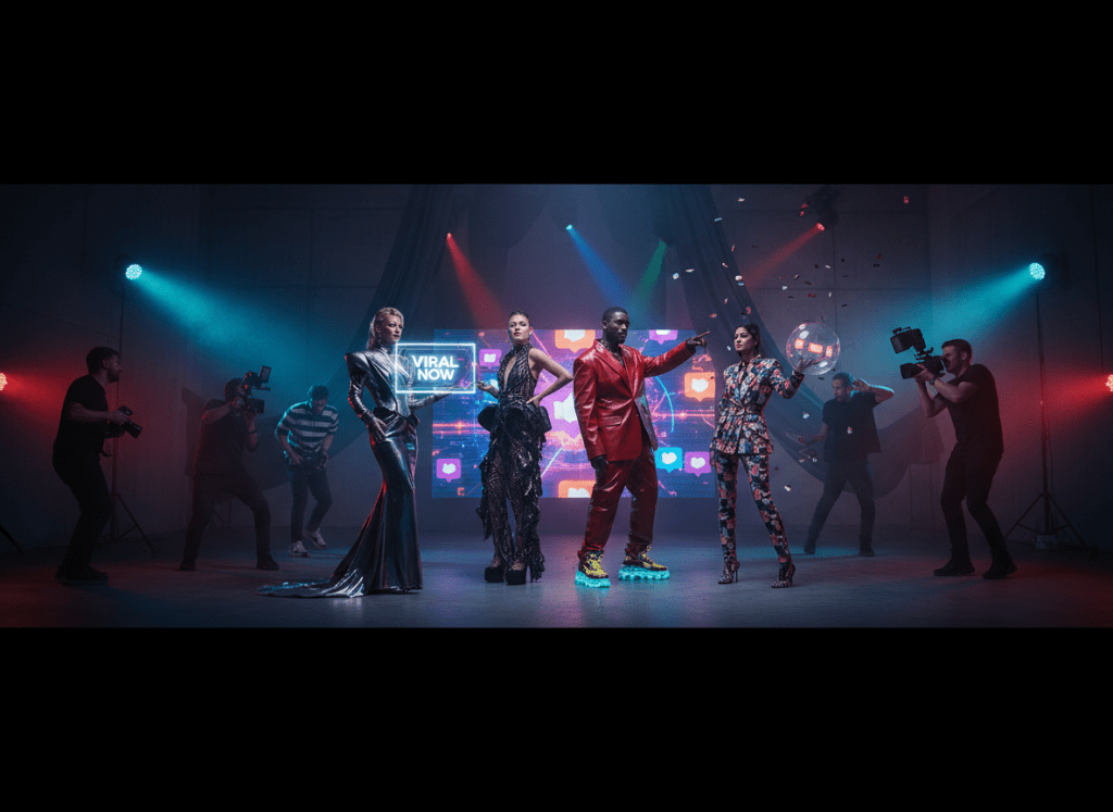 LucidMediax campaign — influencer marketing campaign shoot with dramatic studio lighting
